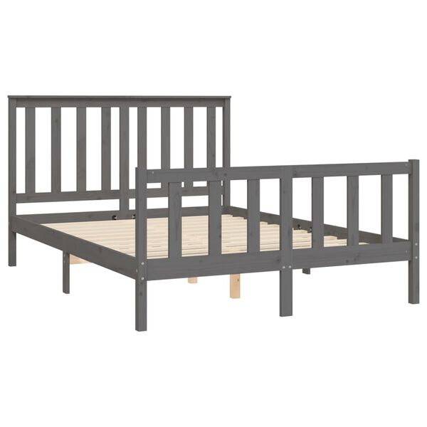 vidaXL Bed Frame without Mattress Grey 140x200 cm Solid Wood Pine
