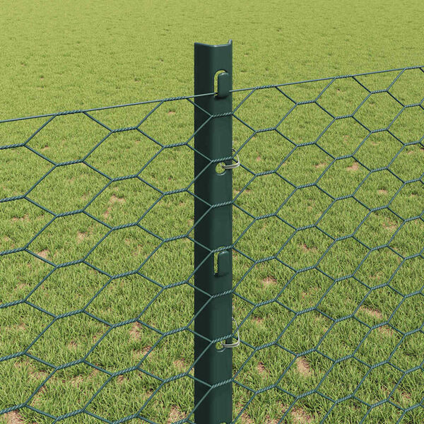 vidaXL Fence with Post Green 1.2 x 10 m Steel and PVC