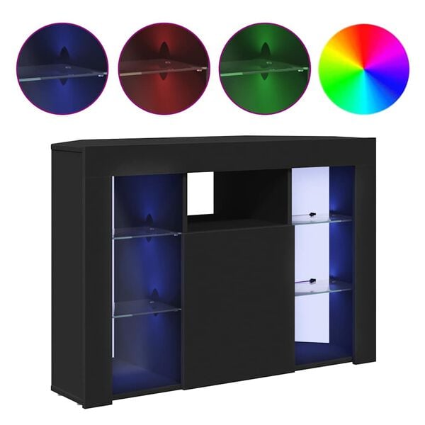 vidaXL Corner LED TV Cabinet Black 100x40x68cm Engineered Wood