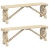 vidaXL Garden Benches 2 pcs Solid Wood Fir