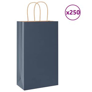 vidaXL Paper Bags 250 pcs with Handles Blue 21x11x36 cm