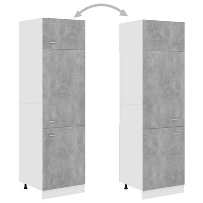vidaXL Refrigerator Cabinet Concrete Grey 60x57x207 cm Engineered Wood