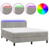 vidaXL Box Spring Bed with Mattress&LED Light Grey 140x200cm Velvet