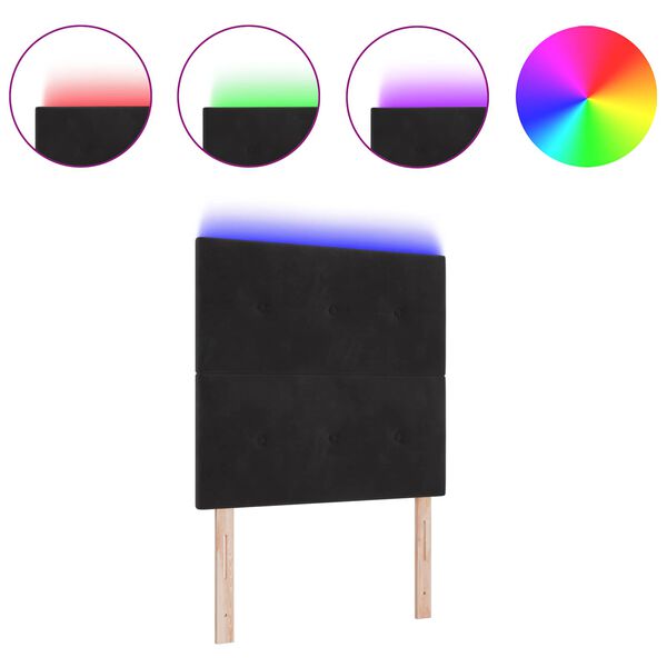 vidaXL LED Headboard with LED Strip Lights Black 100 cm Polyester