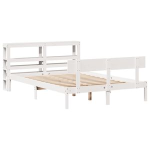 vidaXL Bed Frame without Mattress White 150x200 cm King Size Solid Wood Pine