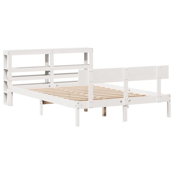 vidaXL Bed Frame without Mattress White 150x200 cm King Size Solid Wood Pine