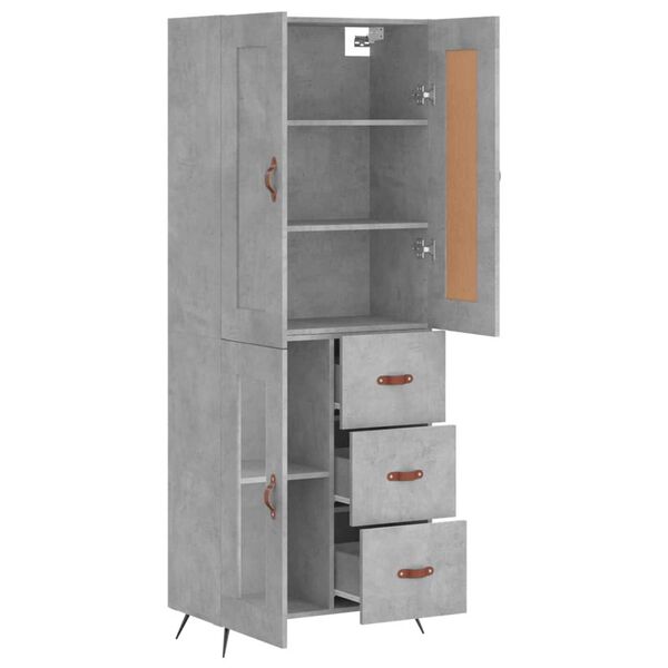 vidaXL Highboard Concrete Grey 69.5x34x180 cm Engineered Wood