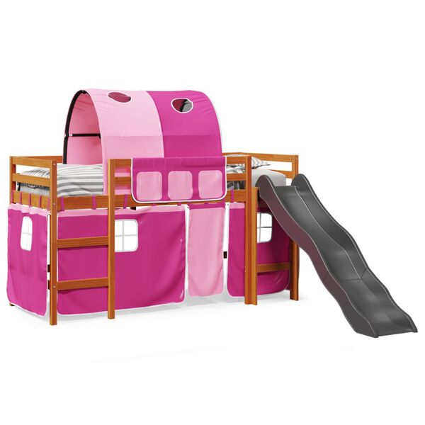 vidaXL Kids' Loft Bed with Tunnel Pink 80x200 cm Solid Wood Pine