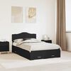 vidaXL Bed Frame with Headboard Black 135 x 190 cm Engineered Wood