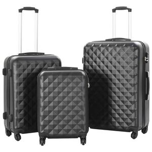 vidaXL Hardcase Trolley Set 3 pcs Black ABS