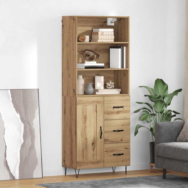 vidaXL Highboard with Drawer 2 pcs Artisan Oak Engineered Wood