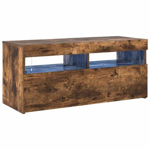 vidaXL TV Cabinet with LED Lights Smoked Oak 90x35x40 cm