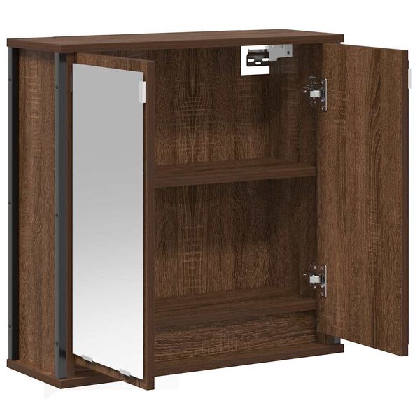 vidaXL Bathroom Wall Cabinet with Mirror Brown Oak 60x21x60 cm