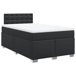 vidaXL Box Spring Bed with Mattress Black 120x190 cm Faux Leather