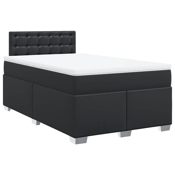 vidaXL Box Spring Bed with Mattress Black 120x190 cm Faux Leather