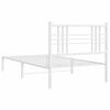 vidaXL Metal Bed Frame without Mattress with Headboard White 90x200cm