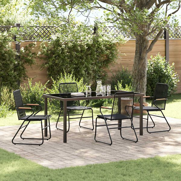 vidaXL Garden Dining Set 5 pcs Black Powder-Coated Steel