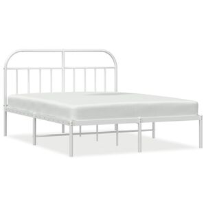 vidaXL Metal Bed Frame without Mattress with Headboard White 160x200cm