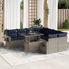 vidaXL 9 Piece Garden Sofa Set with Cushions Grey Poly Rattan Acacia