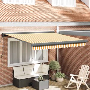 vidaXL Retractable Awning Yellow and White with Anthracite Frame