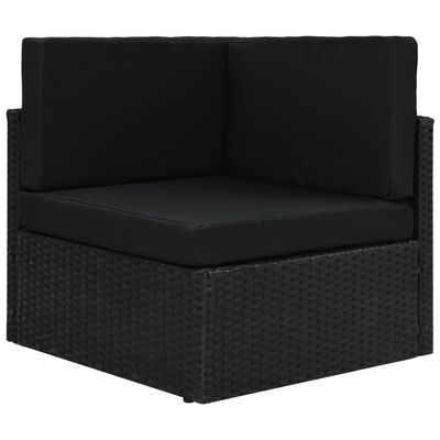 vidaXL 5 Piece Garden Lounge Set with Cushions Black Poly Rattan