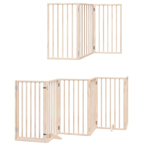 vidaXL Dog Gate with Door Foldable 15 Panels 750 cm Poplar Wood