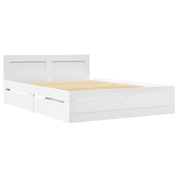 vidaXL Bed Frame with Headboard without Mattress White 120x200 cm