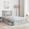vidaXL Bed Frame Concrete Grey and Silver 75 x 190 cm Engineered Wood