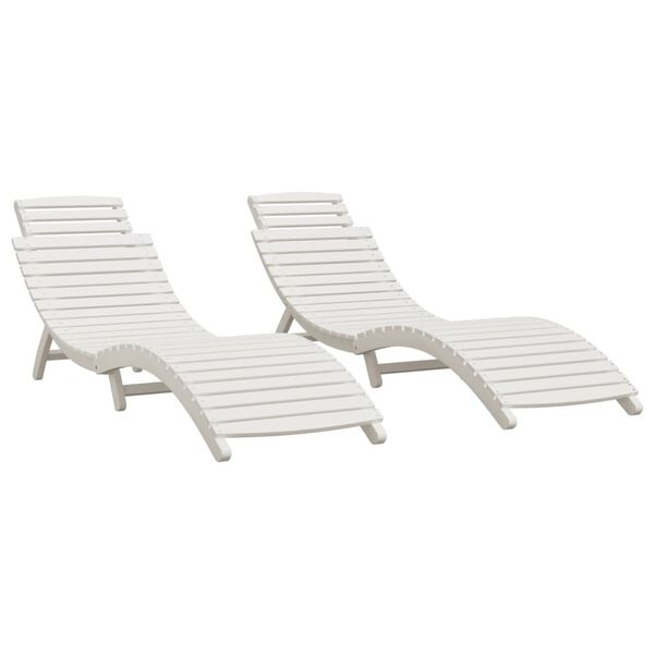vidaXL Sun Loungers 2 pcs White 184x55x64 cm Solid Wood Acacia
