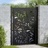 vidaXL Garden Gate Black 100x125 cm Steel Wave Design