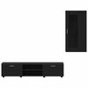 vidaXL TV Cabinet Set with Drawer FLORIN Black Engineered Wood