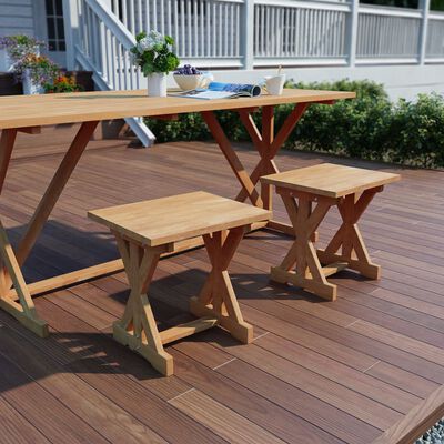 vidaXL Garden Footstool 42x35x45 cm Solid Teak Wood