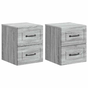 vidaXL Wall-Mounted Bedside Cabinet 2 pcs Grey Sonoma Engineered Wood
