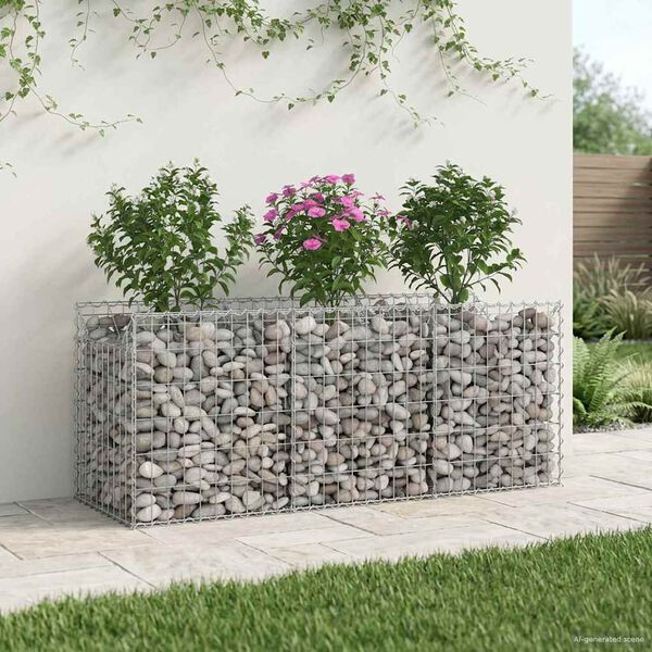 vidaXL Gabion Raised Bed Silver 150 x 50 x 60 cm Galvanised Steel