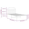 vidaXL Metal Bed Frame without Mattress with Headboard White 100x200cm