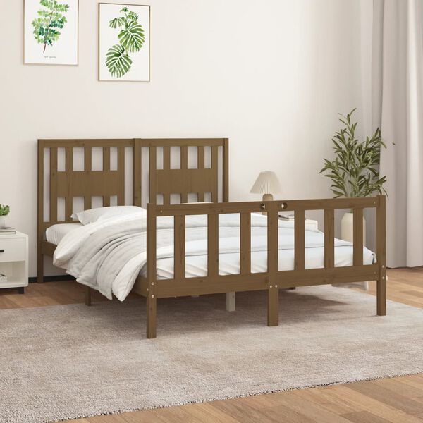 vidaXL Bed Frame without Mattress Honey Brown Solid Wood Pine 140x200 cm