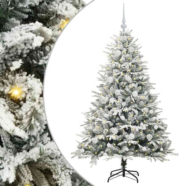 vidaXL Artificial Pre-lit Christmas Tree with Ball Set Green 150 cm