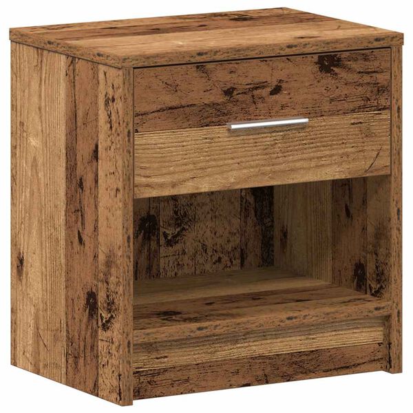 vidaXL Bedside Cabinet with Drawer Old Wood 39x28x41 cm