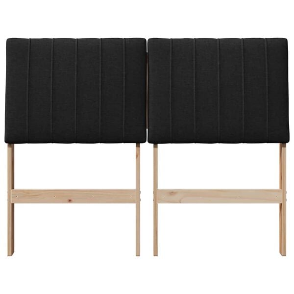 vidaXL Upholstered Headboard Black 120 cm Solid Pine Wood