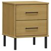 vidaXL Bedside Cabinet with Metal Legs Brown Solid Wood Pine "OSLO