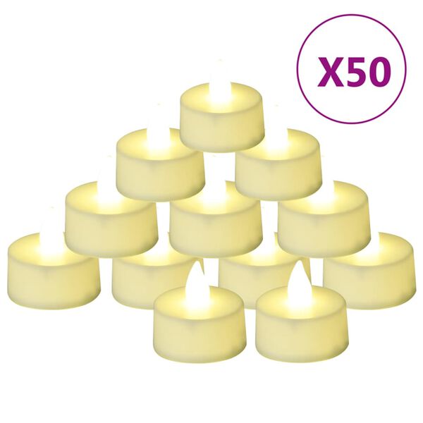 vidaXL Flameless Electric Tea Lights LED Candles 50 pcs Warm White