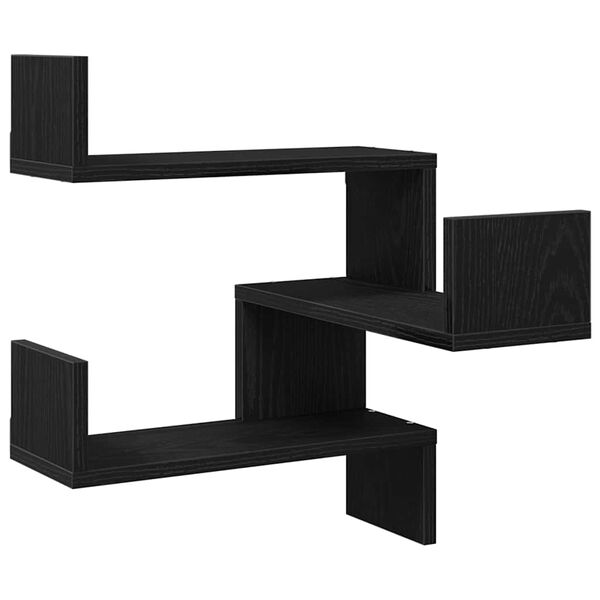 vidaXL Wall Shelf 2 pcs Black Oak 40 x 40 x 49.5 cm Engineered Wood