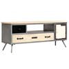 vidaXL TV Cabinet | Mango Wood Natural and Steel Grey | Solid Mango Wood, Steel