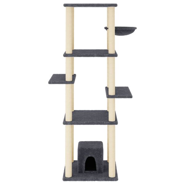 vidaXL Cat Tree with Sisal Scratching Posts Dark Grey 154 cm
