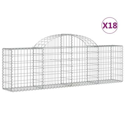 vidaXL Arched Gabion Baskets 18 pcs 200x30x60/80 cm Galvanised Iron