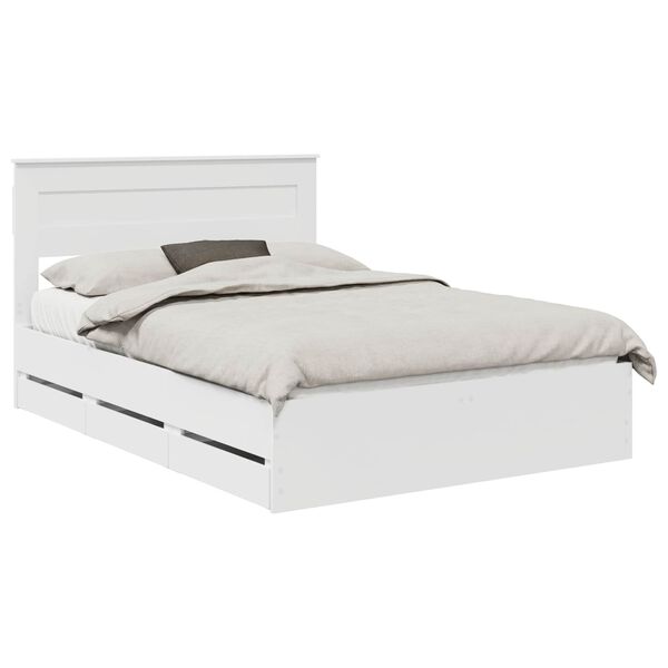 vidaXL Bed Frame with Drawer White 160 x 200 cm Engineer Wood