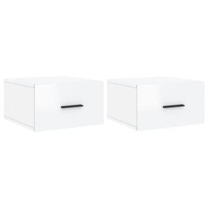 vidaXL Wall-mounted Bedside Cabinets 2 pcs High Gloss White 35x35x20 cm