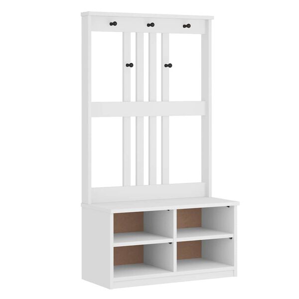 vidaXL Hall Tree SANDNES White 87x40x159.5 cm Solid Wood Pine
