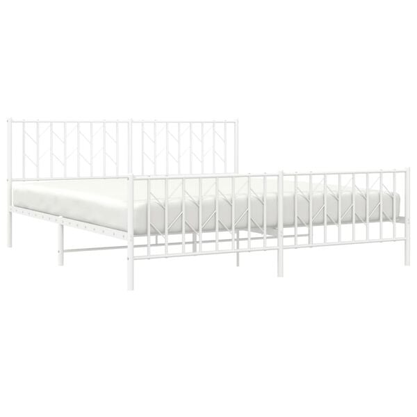 vidaXL Metal Bed Frame without Mattress with Footboard&nbsp;White 183x213cm