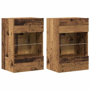 vidaXL Wall Cabinets with LED Lights for TV 2 pcs Old Wood 40x30x60,5 cm